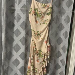 Zara Pink and Orange Asymmetrical Ruched Slip Dress